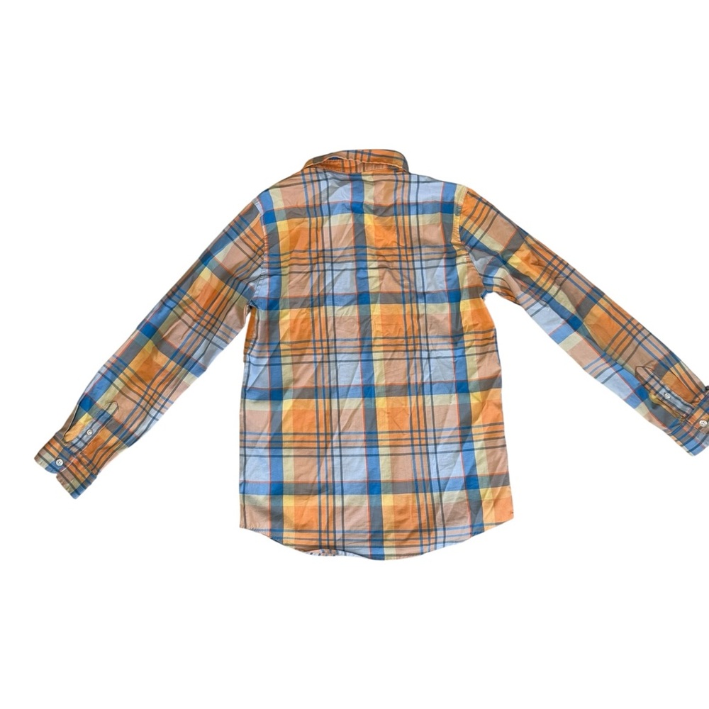 Plaid Button-Up Shirt in Orange and Blue - Picture 5 of 5